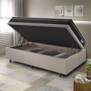 Ver imagem 3 de Base Box Baú 88x188 Linho Bege com Colchão Gransleep Molas Verticoil