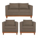 Ver imagem 1 de Kit Sofá 3 Lugares e 2 Poltronas Europa 180 cm Estilo Conforto e Elegância Suede Marrom