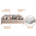 Ver imagem 2 de Sofá Living 3 Lugares (180cm) Cor:linho Bege