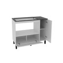 Ver imagem 2 de Balcão de Cozinha P/ Cooktop C/ Tampo Bl3316 C/ 2 Portas e 1 Nicho 100cm Branco/marmore Lunar -