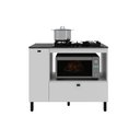 Ver imagem 4 de Balcão de Cozinha P/ Cooktop C/ Tampo Bl3316 C/ 2 Portas e 1 Nicho 100cm Branco/marmore Lunar -