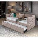 Ver imagem 1 de Bicama de Madeira com Revestimento de Tecido Veludo Pávia Dubai Php Mobilia - Bege