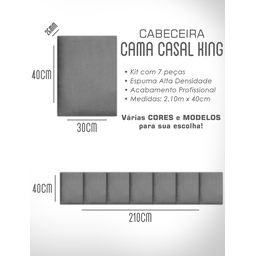 Kit 7 Módulos de Cabeceira Estofada Cama Box Casal King Modulada 2,10mx40cm - 8