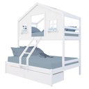 Ver imagem 2 de Beliche Casal/ Solteiro Casinha Dos Sonhos com 02 Gavetas Madeira Maciça Branco Housin