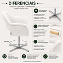Ver imagem 3 de Poltrona Decorativa Estofada Zara Pé Giratório Metal:Bouclê Branco