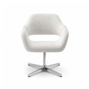 Ver imagem 1 de Poltrona Decorativa Estofada Zara Pé Giratório Metal:Bouclê Branco