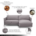 Ver imagem 3 de Sofá Decorativo Karine 3 Lugares Sala de Estar 230cm com Chaise Pés em Aço Couro Avelã G88 - Gran Be