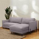 Ver imagem 1 de Sofá Decorativo Karine 3 Lugares Sala de Estar 230cm com Chaise Pés em Aço Couro Avelã G88 - Gran Be
