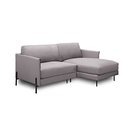 Ver imagem 2 de Sofá Decorativo Karine 3 Lugares Sala de Estar 230cm com Chaise Pés em Aço Couro Avelã G88 - Gran Be