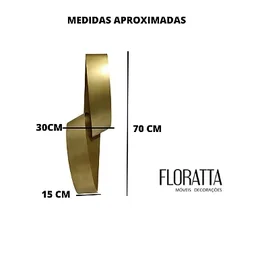 Decoração Escultura de Parede em Aço Dourada Exclusiva no Brasil para Sala, Quarto, Escritório,  Hal - 3