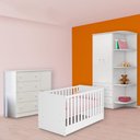 Ver imagem 1 de Conjunto Berço Mini Cama, Guarda Roupa e Cômoda Sapateira Branco
