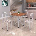 Ver imagem 1 de Conjunto de Mesa Tubular 70x70cm Tampo em MDF com 4 Cadeiras Ane B Branco/Arabesco