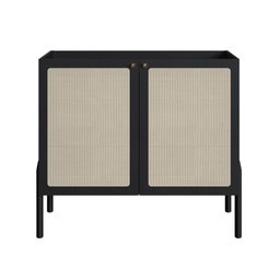 Balcão Bar 2 Portas 93cm Palhinha Pé Madeira 27928 Oslo Artesano - Nero/preto - 3