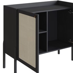 Balcão Bar 2 Portas 93cm Palhinha Pé Madeira 27928 Oslo Artesano - Nero/preto - 7