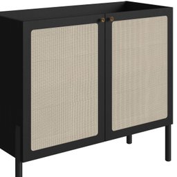 Balcão Bar 2 Portas 93cm Palhinha Pé Madeira 27928 Oslo Artesano - Nero/preto - 4