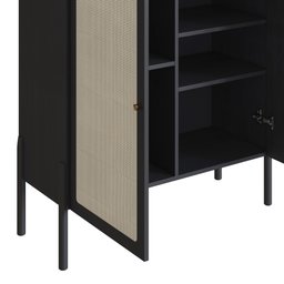 Balcão Bar 2 Portas 93cm Palhinha Pé Madeira 27928 Oslo Artesano - Nero/preto - 6