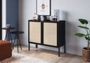 Ver imagem 1 de Balcão Bar 2 Portas 93cm Palhinha Pé Madeira 27928 Oslo Artesano - Nero/preto