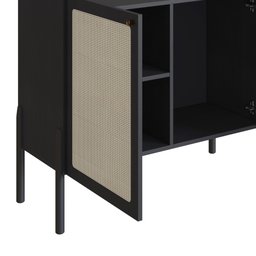 Balcão Bar 2 Portas 93cm Palhinha Pé Madeira 27928 Oslo Artesano - Nero/preto - 8