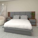 Ver imagem 2 de Cabeceira Cama Casal Ripada 2,70m Ncs 100% Mdf Casa Lar Cor:nogueira Cadiz com Cinza Sagrado