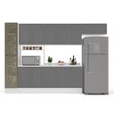 Ver imagem 4 de Cozinha Pérola com Rodapé Tampo e Cristaleira com LED 5 Peças 320 cm Yescasa Cinza