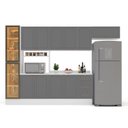 Ver imagem 5 de Cozinha Pérola com Rodapé Tampo e Cristaleira com LED 5 Peças 320 cm Yescasa Cinza