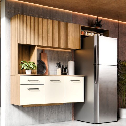 Armário de Cozinha Completo 6 Portas e 1 Gaveta Joana Ripado e Off White
