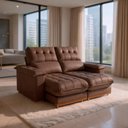 Ver imagem 1 de Sofá 2 Lugares 2,00m Retrátil e Reclinável Milano Bom Pastor Veludo Luxo Marrom