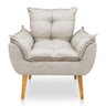 Kit Poltrona Decorativa e Puff Opala Luxo Linho Bege Sky Mobile - 4