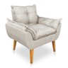 Kit Poltrona Decorativa e Puff Opala Luxo Linho Bege Sky Mobile - 3