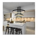 Ver imagem 3 de Lustre Pendente Moderno Anéis LED 51w 3 Arcos Preto Bivolt