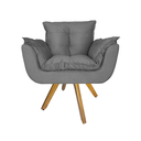 Ver imagem 2 de Kit 2 Poltrona Decorativa Base Giratória De Madeira Quarto Opala Suede Cinza - LM DECOR