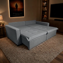 Ver imagem 4 de Sofá Cama Milano Retrátil e Reclinável Linho 1,90:Grafite