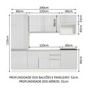 Ver imagem 4 de Armário de Cozinha Completa 100% MDF 240cm Frentes Branco Brilho Acordes Madesa 01