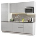 Ver imagem 3 de Armário de Cozinha Completa 100% MDF 240cm Frentes Branco Brilho Acordes Madesa 01
