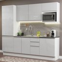 Ver imagem 1 de Armário de Cozinha Completa 100% MDF 240cm Frentes Branco Brilho Acordes Madesa 01