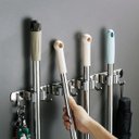 Ver imagem 1 de Suporte Vassoura Organizador de Ambiente Suporte Parede Multiuso Inox - Grande