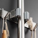 Ver imagem 2 de Suporte Vassoura Organizador de Ambiente Suporte Parede Multiuso Inox - Grande