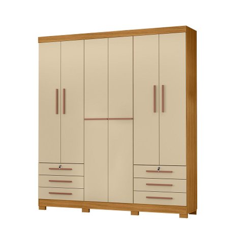 Roupeiro 200cm 6 Portas 6 Gavetas sem Espelho - Ssx Multicoisas