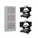 Ver imagem 1 de Kit Sapateira Spin Tropical 3 Portas e 2 Mesas de Cabeceira/centro Branco e Preto Poquema