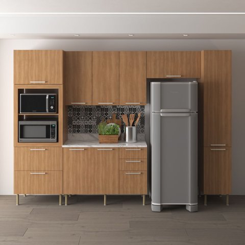 Cozinha Modulada Completa Torre Quente Balcão com Tampo 6 Peças Cz3100