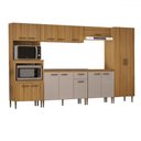 Ver imagem 2 de Armário de Cozinha Zella com Balcao para Pia e Cooktop 15 Portas 1 Gaveta Ipê/cristalo - Pnr Móveis