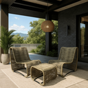 Ver imagem 1 de Conj Lotus 2 Poltronas e Puff em Aço para Sala Varanda Gourmet Corda Náutica