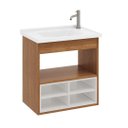 Ver imagem 2 de Gabinete Armario de Banheiro Alice com Nichos e Cuba - Cedro Branco