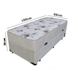 Cama Box Baú Solteiro Conjugada de Mola com Cama Auxiliar Bicama 3 em 1 Suede Bege - 3