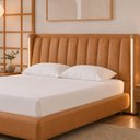 Ver imagem 1 de Cabeceira Casal com LED Yeon Courino Caramelo - Sallar Home