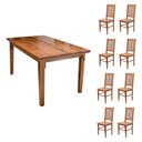 Ver imagem 1 de Sala de Jantar Rústica Mesa 2,00m Retangular com 8 Cadeiras em Madeira Maciça - Natural