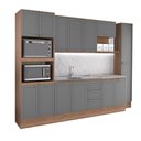 Ver imagem 3 de Cozinha Completa com Balcão Milla Essencial 14 Portas 3 Gavetas MDF MDP Nogal com Cinza Titânio