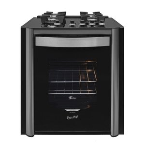 Fogão Fischer Gran Cheff de Embutir 4 Bocas Silver Mesa de Vidro Preto 127v