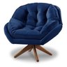 Poltrona Decorativa Califórnia Base de Madeira Giratória Veludo Azul Marinho - 1