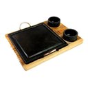 Ver imagem 3 de Grelha de Pedra Sabão Quadrada 25x25 Cm + 2 Cumbucas com Suporte de Madeira